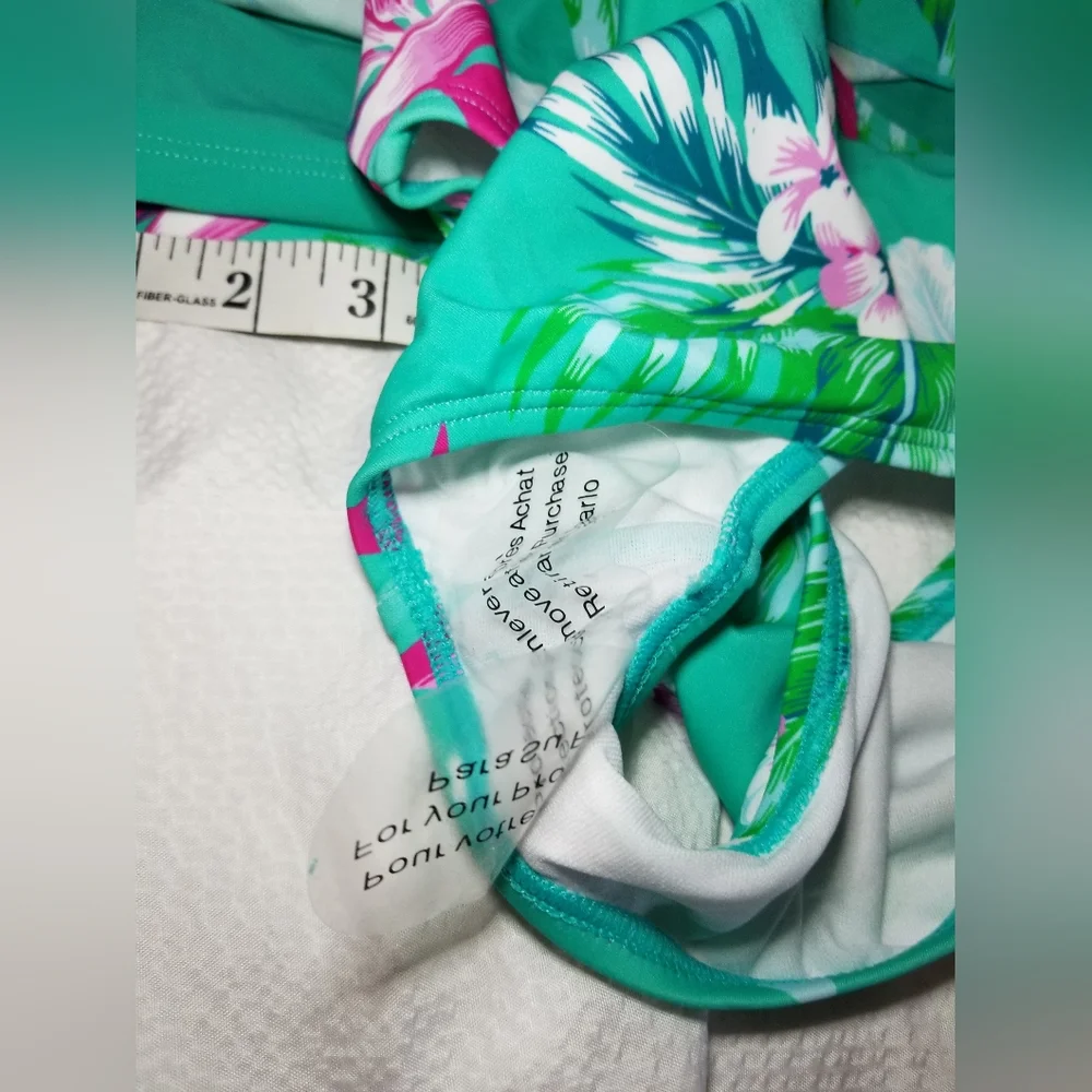 NWT GIRLS CROSS BACK RUFFLE  TROPICAL BIKINI SWIM SET